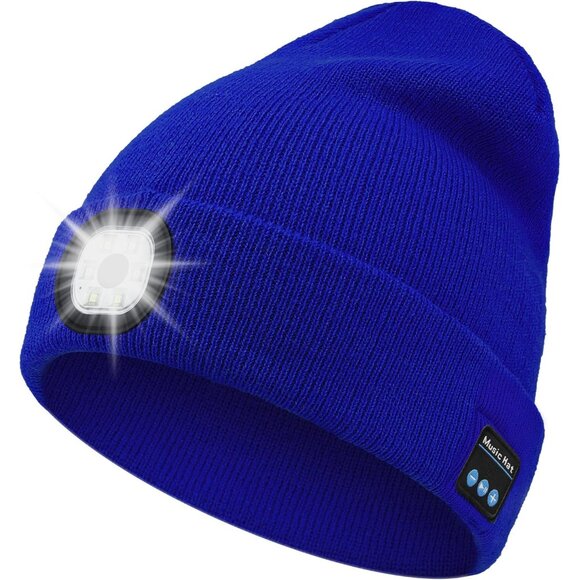 Bluetooth Beanie with Light, Beanie with LED and Bluetooth Headphones, Rechargea - Picture 1 of 7